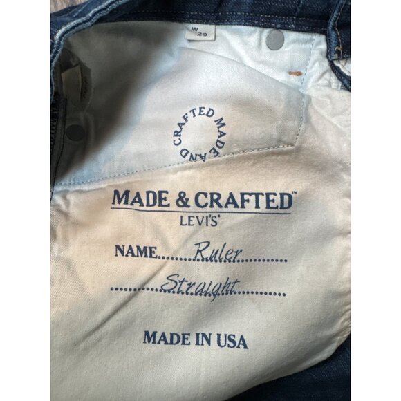 Levis Made & Crafted Mens Ruler Straight Jeans W29 Bovine Leather Patch Button F - Picture 4 of 14